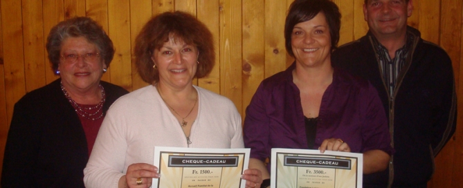 de gauche à droite : 
- Association d'Accueil Familial de Jour de la Veveyse :  Anne-Marie Nidrist, secrétaire comptable et Véronique Cavin, coordinatrice
- Fondation "Loisirs pour tous" : Christine Michel, présidente etDavid Hunziker, vice-président